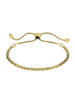 For You Collection 18ct Gold Plated Sterling Silver Adjustable Faceted Toggle Bracelet