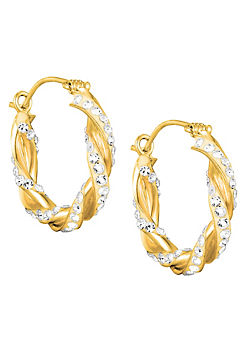 For You Collection 18ct Gold Plated Sterling Silver Cubic Zirconia Twist Creole Hoops