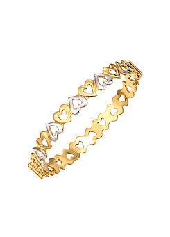 For You Collection 9Ct Rolled Gold Two-Tone Reverse Heart Bangle