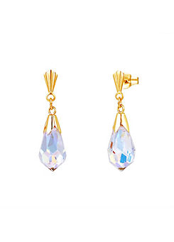 For You Collection 9ct Solid Gold Aurora Borealis Crystal Drop Earrings