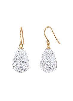 For You Collection 9ct Solid Gold Crystal Glitter Bomb Drop Earrings