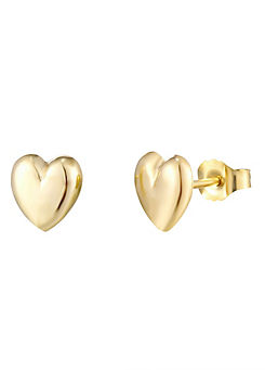 For You Collection 9ct Solid Gold Heart Stud Earrings
