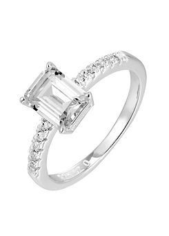 For You Collection Pave Polished Emerald Cut Ring