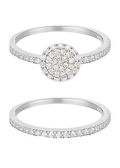 For You Collection Set of 2 Sterling Silver CZ Rings