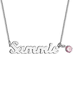 For You Collection Sterling Silver Adjustable Name Necklace with Birthstone Charm
