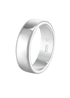 For You Collection Sterling Silver Milgrain Edge 6mm Court Wedding Band Ring