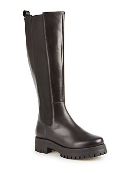 Freemans Black Leather Chunky Long Boots