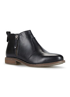 Freemans Black Leather Wide Fit Short Ankle Boots