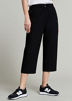 Freemans Black Linen Crop Trousers