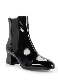 Freemans Black Patent Wide Fit Ankle Boots
