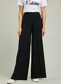 Freemans Black Relaxed Wide Leg Trousers