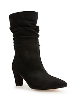 Freemans Black Suede Slouch Mid Boots