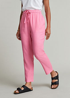 Freemans Pink Tapered Linen Trousers