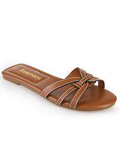 Freemans Tan Cut-Out Mule Flat Sandals