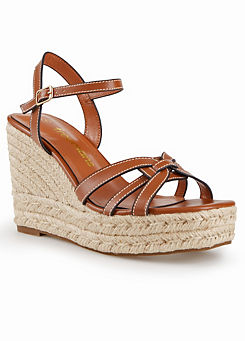 Freemans Tan Leather Cut-Out Detail Wedges