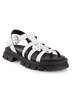 Freemans White Leather Chunky Studded Sandals