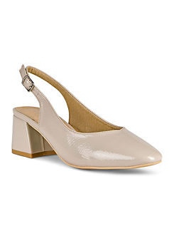 Freemans Wide Fitting Slingback Nude Patent Court Shoes