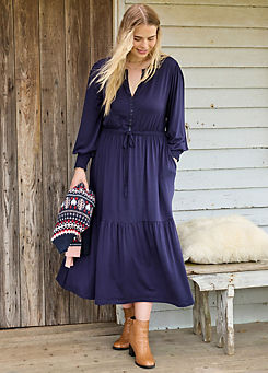 Freestyle Navy Tiered Maxi Dress