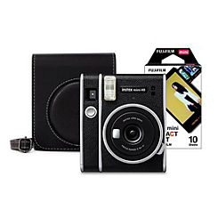 Fujifilm Instax Mini 40 Instant Camera with 10 Shot Contact Sheet Deco Film & Case - Black