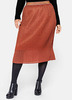 Glitter Yarn Pleated Midi Skirt