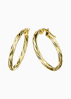 Gorgeous Gold 9ct Yellow Gold 24mm Swirl Hoop Earrings