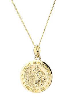 Gorgeous Gold 9ct Yellow Gold St. Christopher Disc Pendant