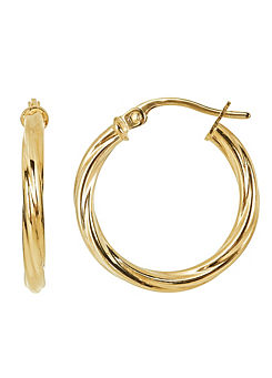 Gorgeous Gold 9ct Yellow Gold Swirl Creole Hoop Earrings