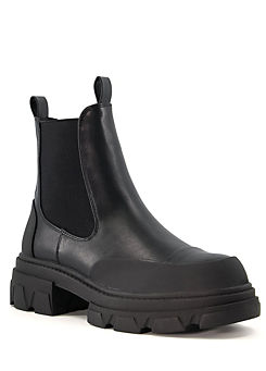 Head Over Heels By Dune Black Punnet Chunky Sole & Rubber Guard Low Boots