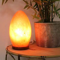 Hestia Egg Shaped Rock Salt Lamp with Wooden Base
