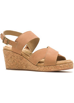 Hush Puppies Willow X Band Tan Suede Wedge Sandals