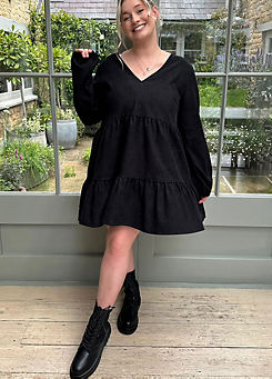 In The Style X Black Corduroy Smock Dress
