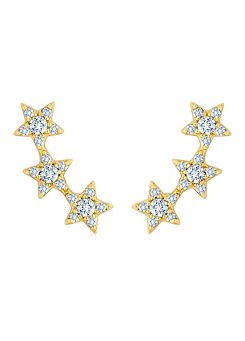 Inicio 14K Gold Plated Recycled Cubic Zirconia Star Ear Climber Earrings