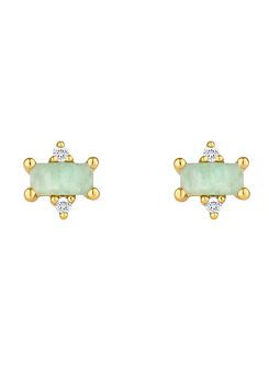 Inicio 14K Real Gold Plated Recycled Amazonite Stud Earrings - Gift Pouch