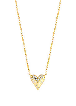 Inicio 14K Real Gold Plated Recycled Cubic Zirconia Heart Pendant Necklace