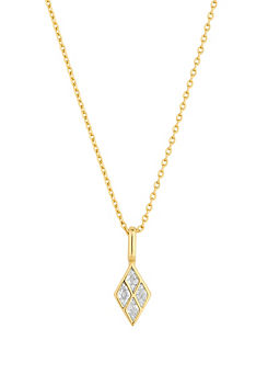 Inicio 14K Real Gold Plated Recycled Diamond Shape Cubic Zirconia Pendant Necklace