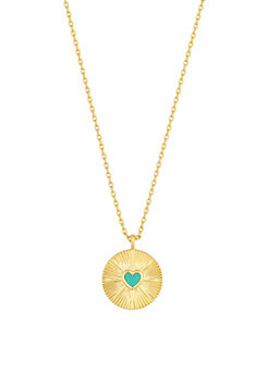 Inicio 14K Real Gold Plated Recycled Turquoise Heart Pendant Necklace