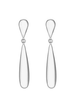 Inicio Recycled Sterling Silver Plated Long Drop Earrings - Gift Pouch