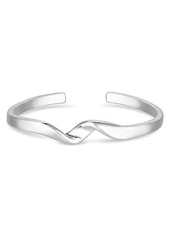 Inicio Recycled Sterling Silver Plated Twisted Bangle Bracelet - Gift Pouch