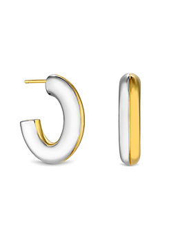 Inicio Two Tone Plated Recycled Hoop Earrings
