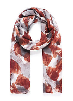 Intrigue Abstract Watercolour Poppy Print Summer Scarf
