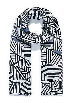 Intrigue Black and White Geometric Zebra Print Scarf