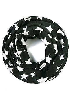 Intrigue Monochrome Black & White Star Snood Scarf/Hat