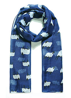 Intrigue Navy Blue and White Counting Sheep Summer Scarf