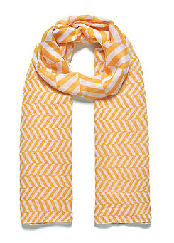 Intrigue Ochre and White Contrasting Chevron Print Summer Scarf