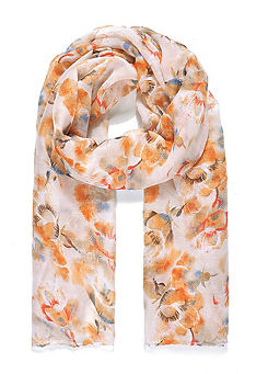 Intrigue Orange All Over Hand Painted Summer Floral Scarf
