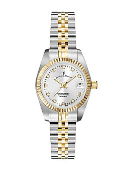 Jacques du Manoir Swiss Made Ladies Inspiration Silver & Gold Plated Stainless Steel Bracelet Watch