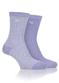 Jeep Ladies 2 Pack of Lilac/Cream Supersoft Rib Boot Socks
