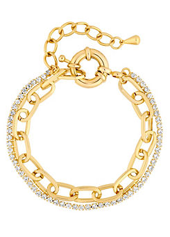 Jon Richard Gold Plated Chain and Crystal Double Bracelet