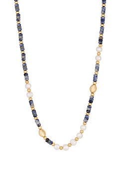 Jon Richard Gold Plated Pearl And Blue Bead Necklace
