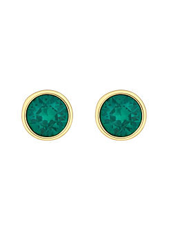 Jon Richard Radiance Collection Gold Plated Emerald Round Besel Stud Earrings